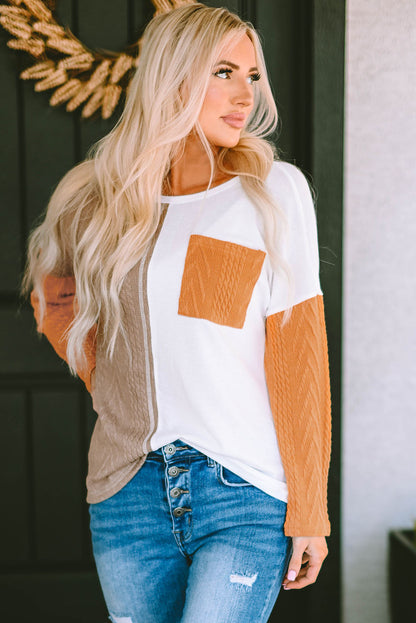 Threaded Pear Emily Textured Knit top Long Sleeve Top