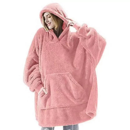 Women’s Winter Hoodie Sweatshirt with Big Pocket | Cozy Fleece-Lined Hooded Tops | Elegant Oversized Pullover Sweatshirt | Modern Relaxed Fit Winter Clothes for Ladies | 2026 Trendy Solid Color Streetwear Hoodie