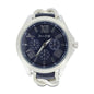 Jessica Carlyle Navy Strap Silver Ladies Watch & Bracelet With Initial Charms Set 1995
