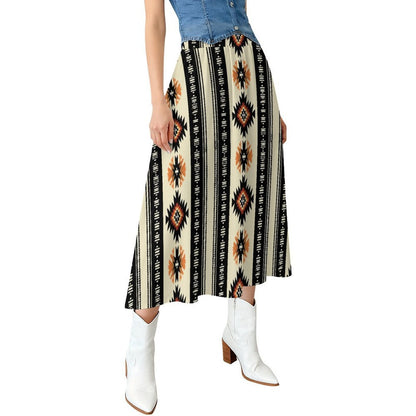 Colores de Mexico Southwestern Aztec Midi Skirt