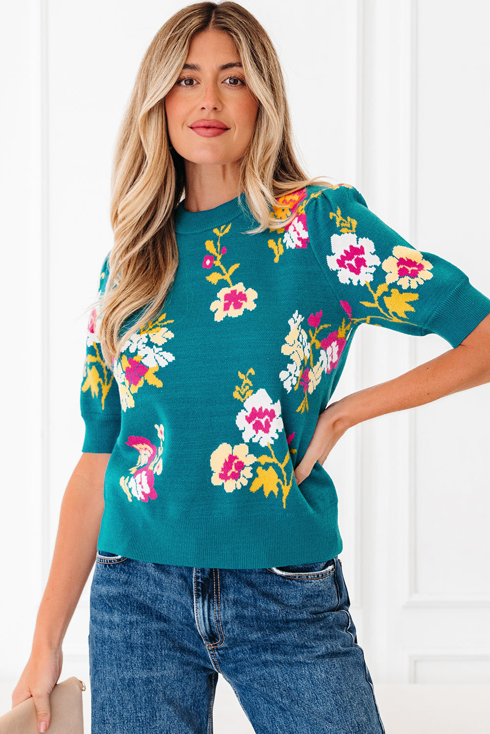 Threaded Pear Joelle Sleeve Knitted Top