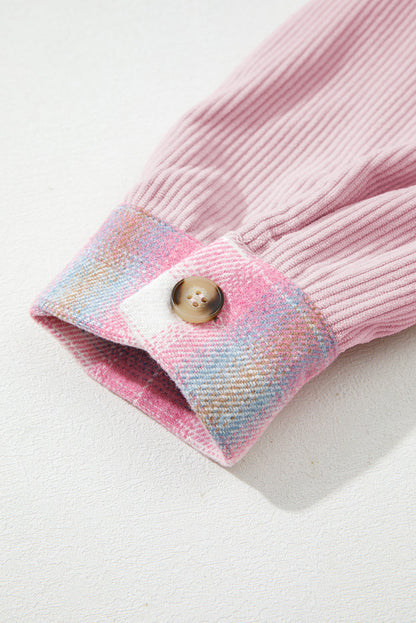 Threaded Pear Sophia Corduroy Flap Patchwork Shacket