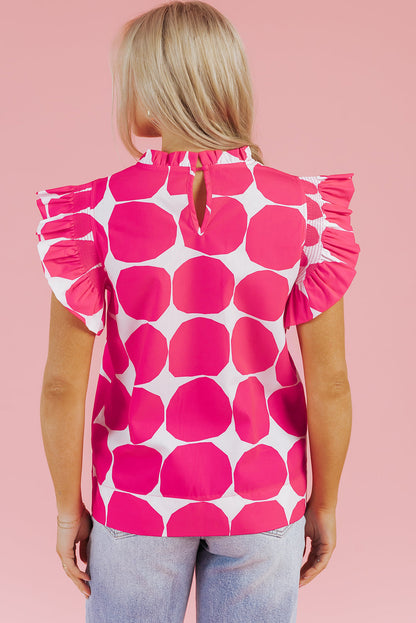 Threaded Pear Loretta Bubblegum Pattern Frilled Top