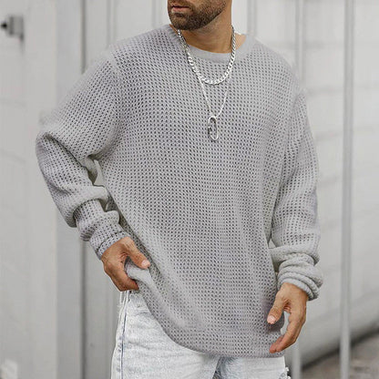 Men’s Casual Long Sleeve Crew Neck Top | High-Sense Loose Fit Urban Pullover | Trendy Minimalist Relaxed Fit Shirt | Luxury-Label Statuesque Men’s Essential | 2026 High-Fashion Radiant Comfort Wear