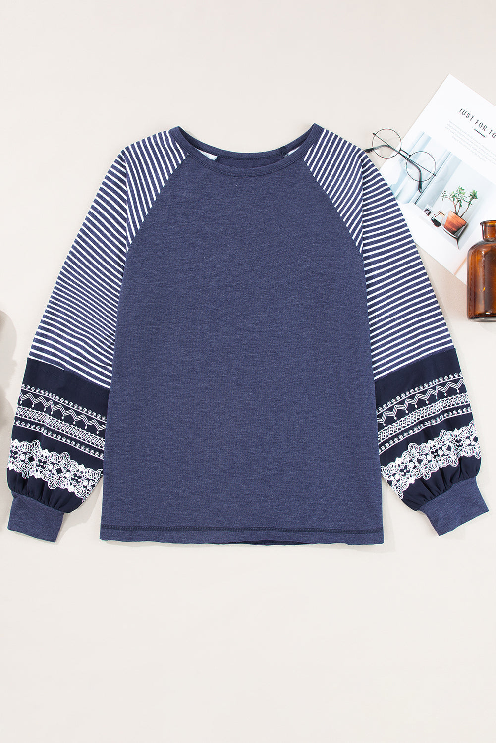 Threaded Pear Kelsey Striped Raglan Long Sleeve Loose Top