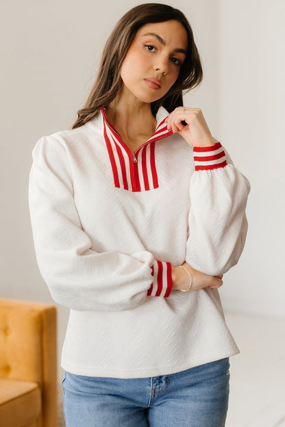 Threaded Pear Danna Zipped Collar Pullover Top
