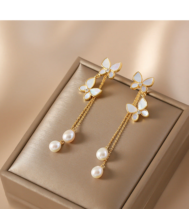 New Trendy Exquisite Sweet Butterfly Long Tassel Earrings | High-Sense Romantic Drop Earpieces | Trendy Minimalist Butterfly Tassel Jewelry | Luxury-Label Statuesque Radiant Accessory | 2026 High-Fashion Emerald-Luxe Essential