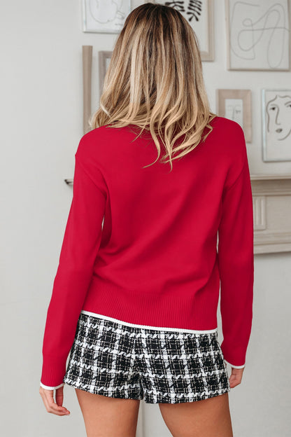 Threaded Pear Malaysia accent Holiday Cropped Sweater