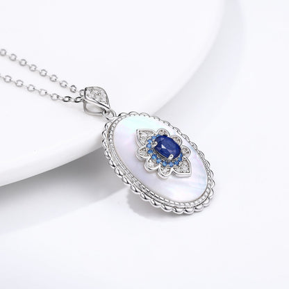 Sapphire Diamond Pendant Necklace | S925 Sterling Silver Luxury Charm | High-Sense Wedding & Party Jewelry | Trendy Minimalist Radiant Gemstone Necklace | Luxury-Label Statuesque 2026 High-Fashion Emerald-Luxe Essential