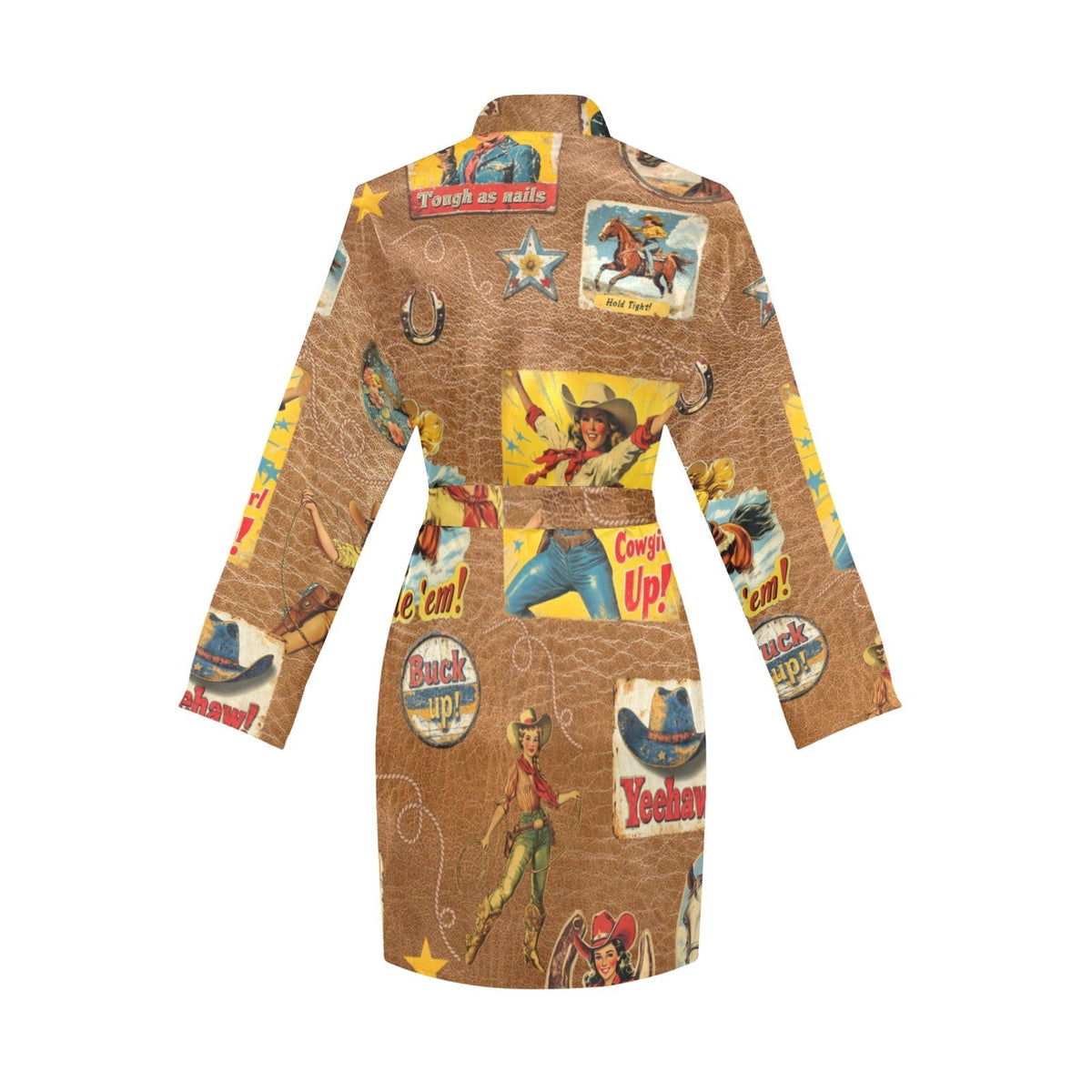 Baha Ranch Vintage Cowgirl Collage Satin Robe