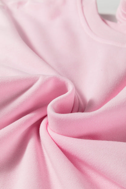 Threaded Pear Pink Colorblock Patchwork Drop Shoulder Plus Size Sweatshirt