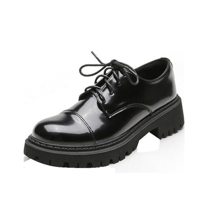 Women’s Solid-Color Retro Slip-On Platform Shoes