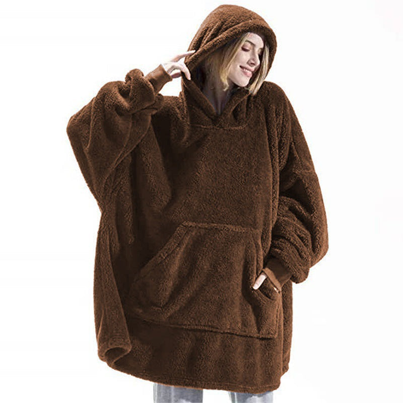 Women’s Winter Hoodie Sweatshirt with Big Pocket | Cozy Fleece-Lined Hooded Tops | Elegant Oversized Pullover Sweatshirt | Modern Relaxed Fit Winter Clothes for Ladies | 2026 Trendy Solid Color Streetwear Hoodie
