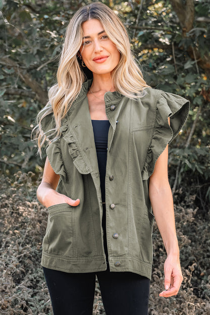 Threaded Pear Abigail Bay Ruffled Patchwork Jacket