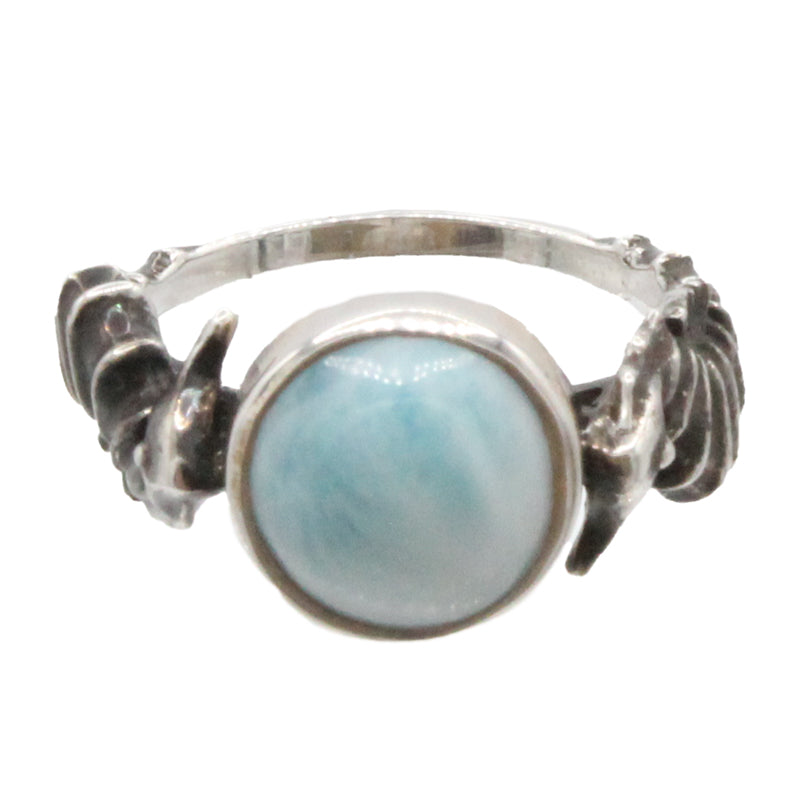 Larimar Stone Sterling Silver Seahorse Ring Size 8 By Marahlago