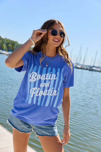 Boatin' And Floatin' Blue Graphic Tee