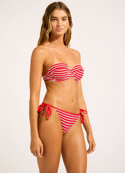 Mesh Effect Hipster Tie Side Bikini Bottom