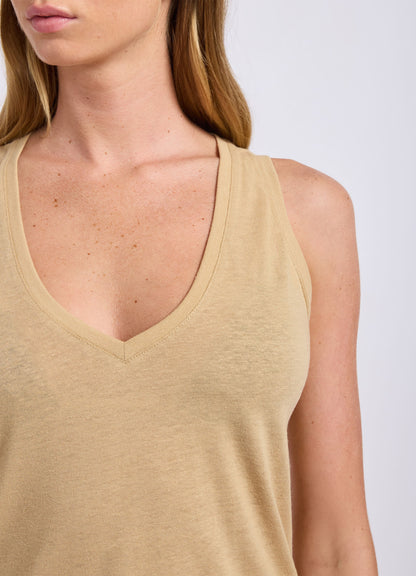 Slub Linen V Neck Tank Top