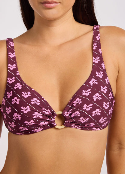 Batik Bloom Multifit Ring Front Tank Bikini Top