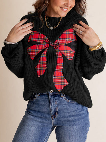 ✨Pinch Me Christmas Plaid Bow Sweater (Final Days: Big Savings!!!)