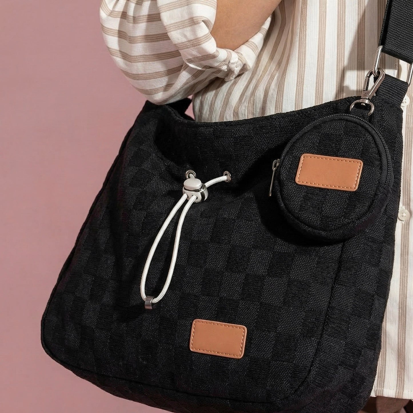 Anna-Kaci Women's Woven Canvas Crossbody Bag - Adjustable Strap 3-in-1 (Shoulder/Handheld) Bag