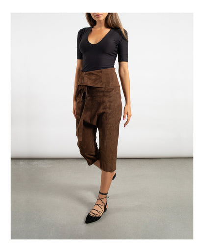 Saint Laurent Cropped Suede Droped Shorts