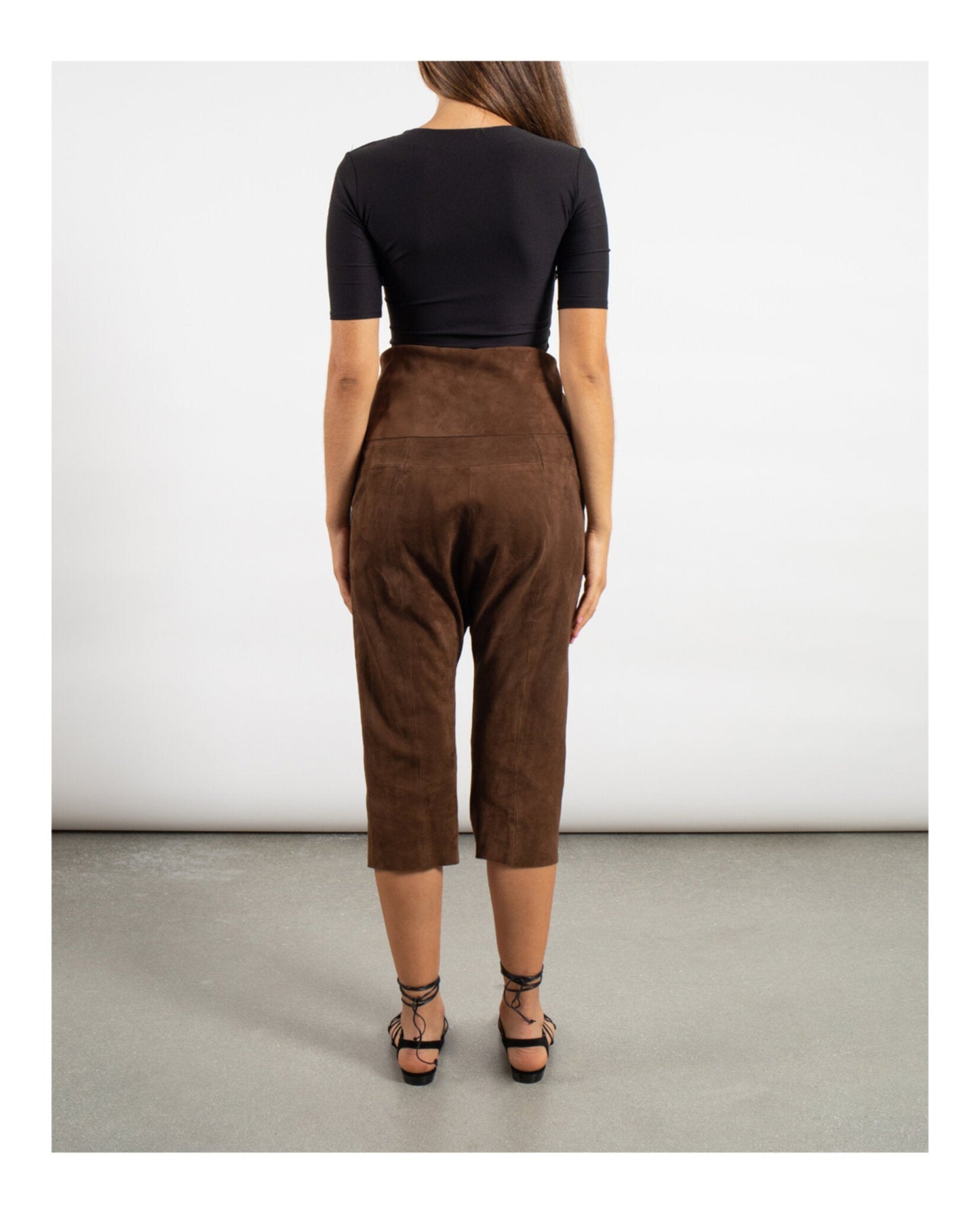 Saint Laurent Cropped Suede Droped Shorts