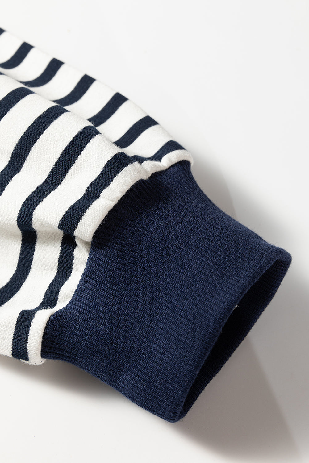 Threaded Pear Blue Stripe Contrast Stitched Detail Color Block Patchwork Plus Size Sweatshirt