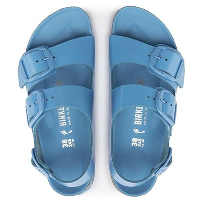 Birkenstock Unisex Milano Big Buckle Natural Leather Patent High Shine Sky Blue
