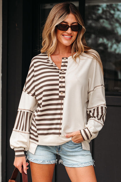 Threaded Pear Ariana Stripe Stitched Oversized Sweatshirt