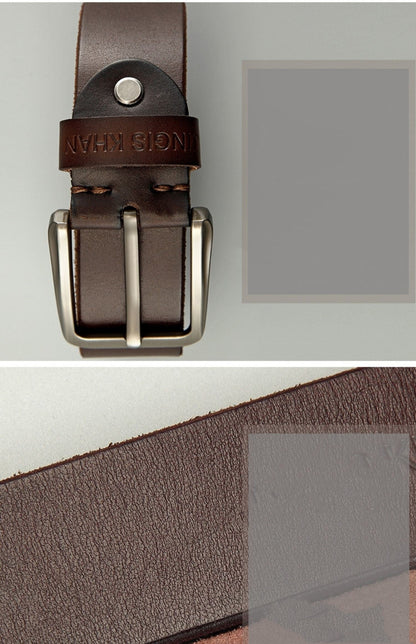 Men’s Handmade Genuine Cowhide Leather Belt | Casual Trend Vintage Waistband | High-Sense Durable Real Leather Belt | Premium Hand-Crafted Accessory for Men