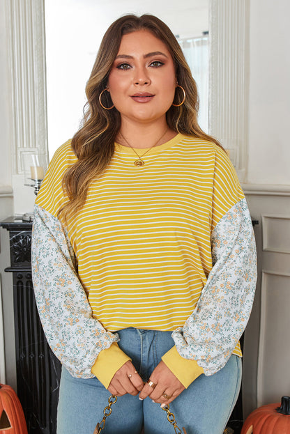 Threaded Pear Evelyn Sleeve Patchwork Loose Top