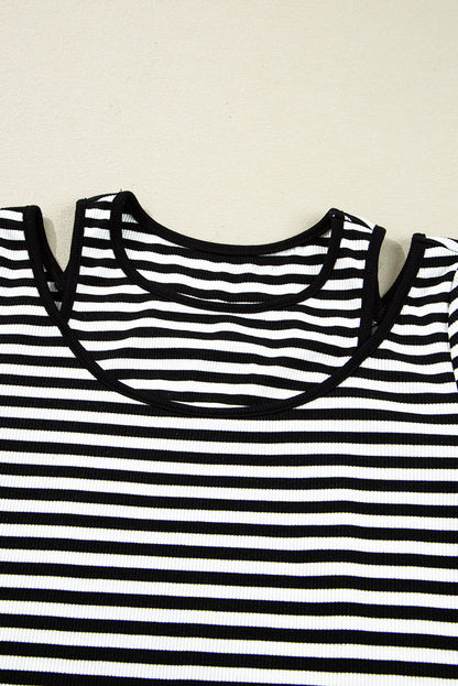 Threaded Pear Remi Stripe Double-layer Long Sleeve Top