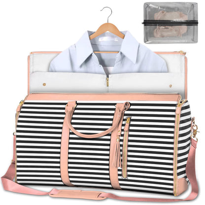 2-in-1 Large Capacity Travel Duffle Bag with Garment Bag | Folding Suit Travel Bag for Women | Waterproof Overnight Weekend Bag | Convertible Suitcase & Clothes Tote