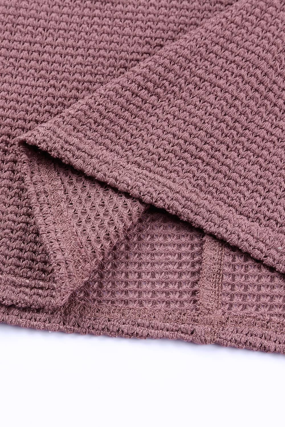 Threaded Pear Evelyn Waffle Knit Loose Long Sleeve Top