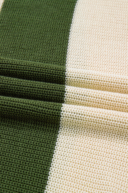 Threaded Pear Violet Stripe Colorblock Notched PLUS Sweater