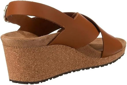 Birkenstock Women's Samira Leather Wedge Ginger Brown Sandals