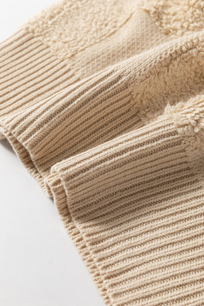 Threaded Pear Emily Checkered Sherpa Loose Sweater
