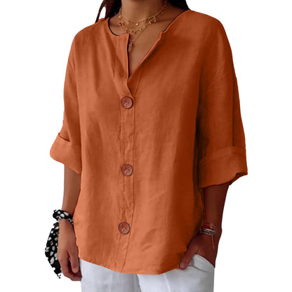 Women’s V-Neck Pullover Shirt | Casual Long-Sleeved Fashion Top | Elegant Loose-Fit Daily Blouse | Trendy Minimalist V-Neck Pullover for Ladies | 2026 High-Fashion Lightweight Autumn/Spring Top