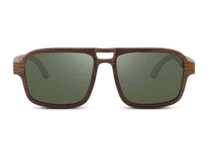Flyer | Natural w/ Green | Wooden Sunglasses