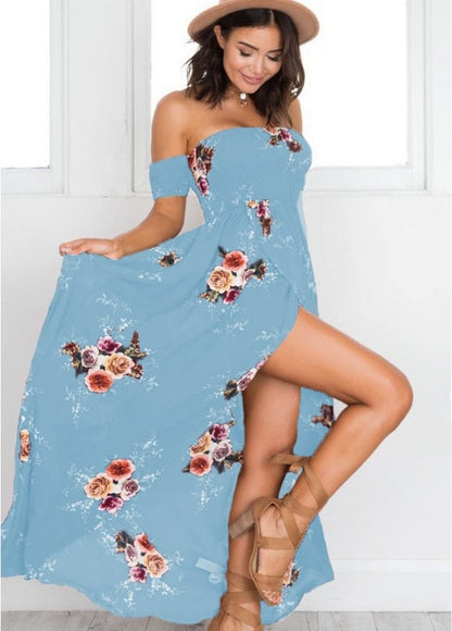 Women’s Boho Style Off-Shoulder Long Dress | High-Sense Beach Summer Gown | Trendy Minimalist Tropical Silhouette Dress | Luxury-Label Statuesque Resort Wear | 2026 High-Fashion Radiant Vacation Essential