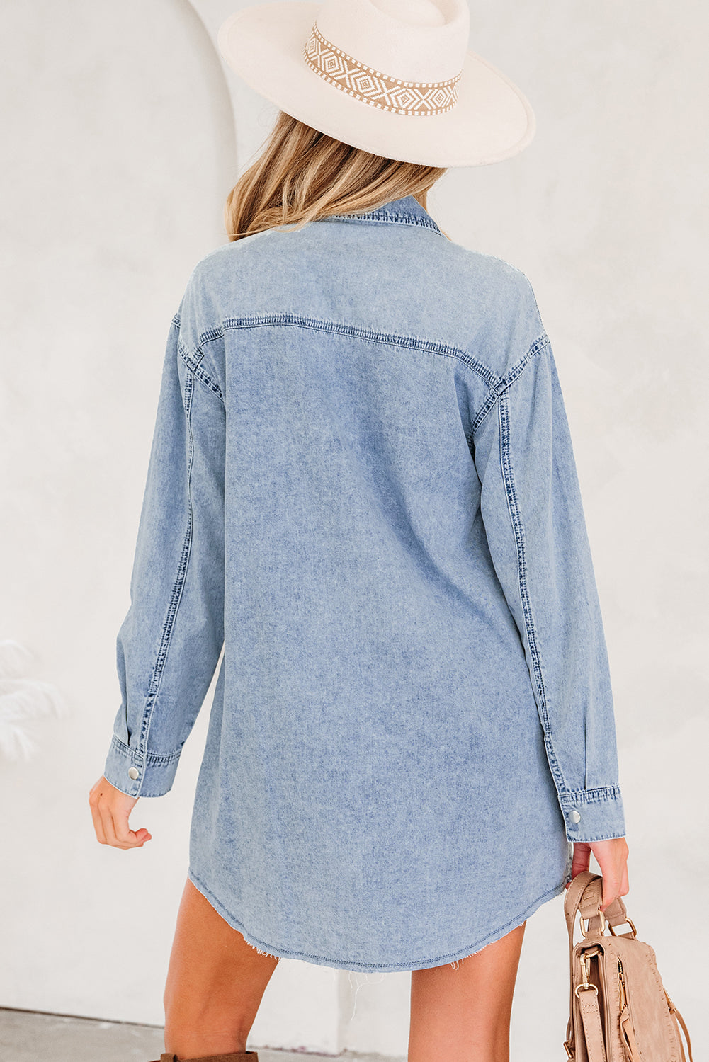 Threaded Pear Takina Raw Hem Loose Shirt