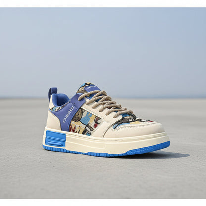Bear Patch Low-Cut Harajuku Sneakers – Color Block Thick Sole