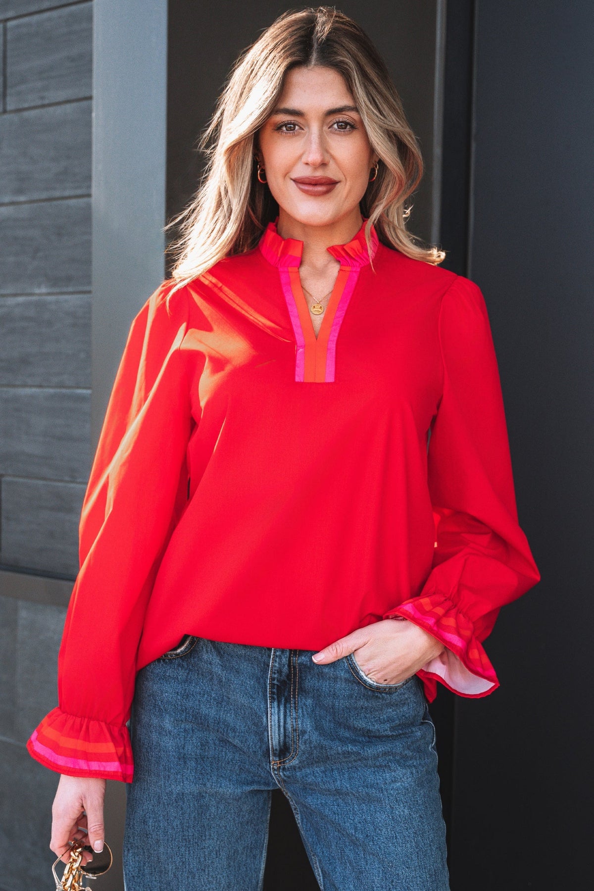 Threaded Pear Celine Long Sleeve Blouse Long Sleeve Top