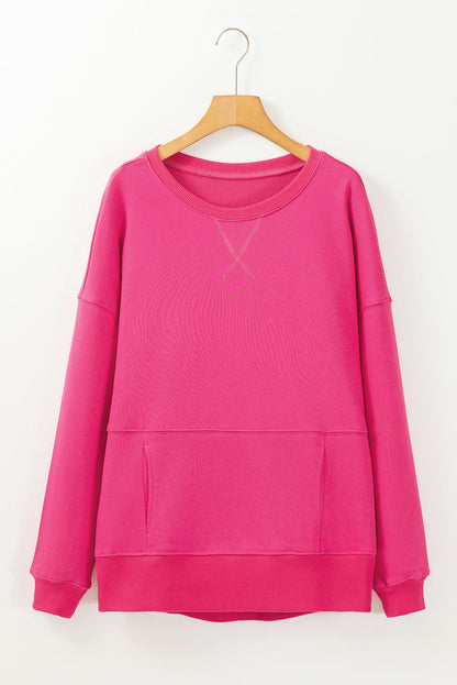 Threaded Pear Ainsley Crisscross Stitching Loose Sweatshirt
