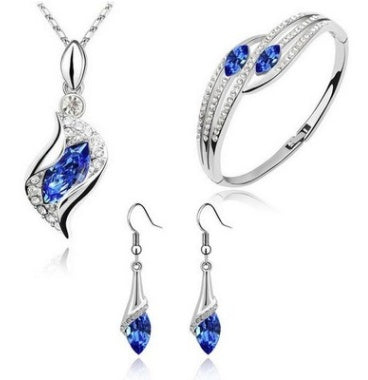 Luxury Angel Elf Jewelry Set | Austria Crystal Necklace, Earrings & Bracelet 3-Piece Set | Elegant Alloy Fairytale Jewelry for Women | Heavenly Angel Wing Jewelry Collection