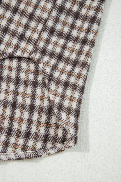 Threaded Pear Ava Flap Patchwork Plaid Shacket