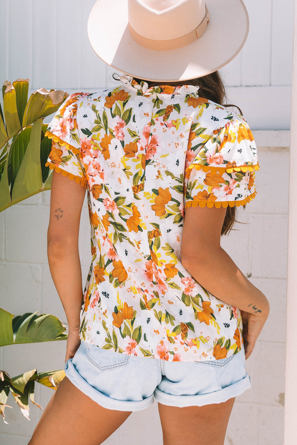 Threaded Pear Ailany Short Sleeve Floral Blouse