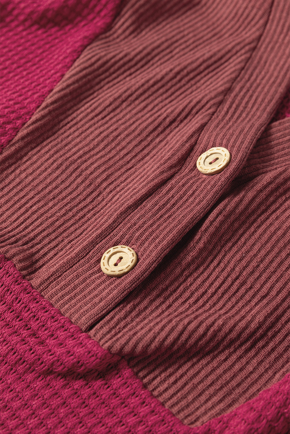 Threaded Pear River Waffle Hooded Long Sleeve Top