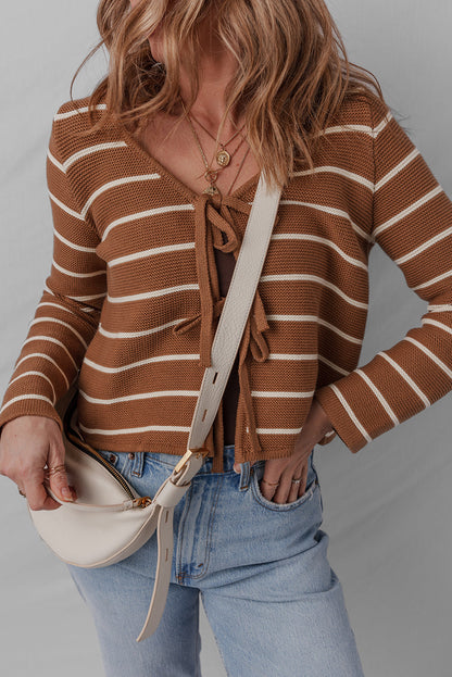 Threaded Pear Lilly Striped Knit Cardigan Sweater